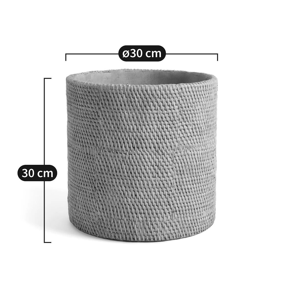 Cache-pot En Grès H30 Cm, Natte 6 Cache-pot En Grès H30 Cm, Natte – Image 4