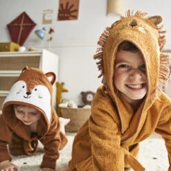 Peignoir Bébé Et Enfant à Capuche Coton Bio, Serge -Ameublement De Maison 13b34013a83b9bf7300d9c5c1469de76