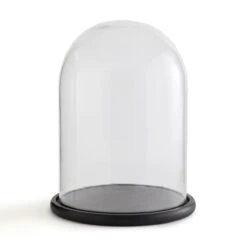 Cloche En Verre Avec Socle Noir H32 Cm, Campa