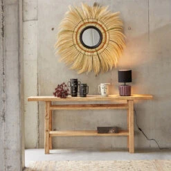 Miroir à Frange En Fibre Végétale ø100 Cm Mane -Ameublement De Maison 4355397b048972c7f465615d8ac3b31c