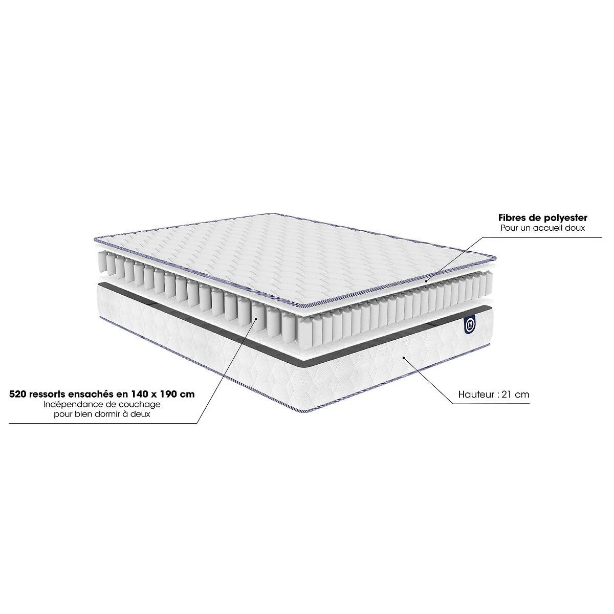 Ensemble Matelas Ressorts Ensachés + Sommier Natty 8 Ensemble Matelas Ressorts Ensachés + Sommier Natty – Image 6