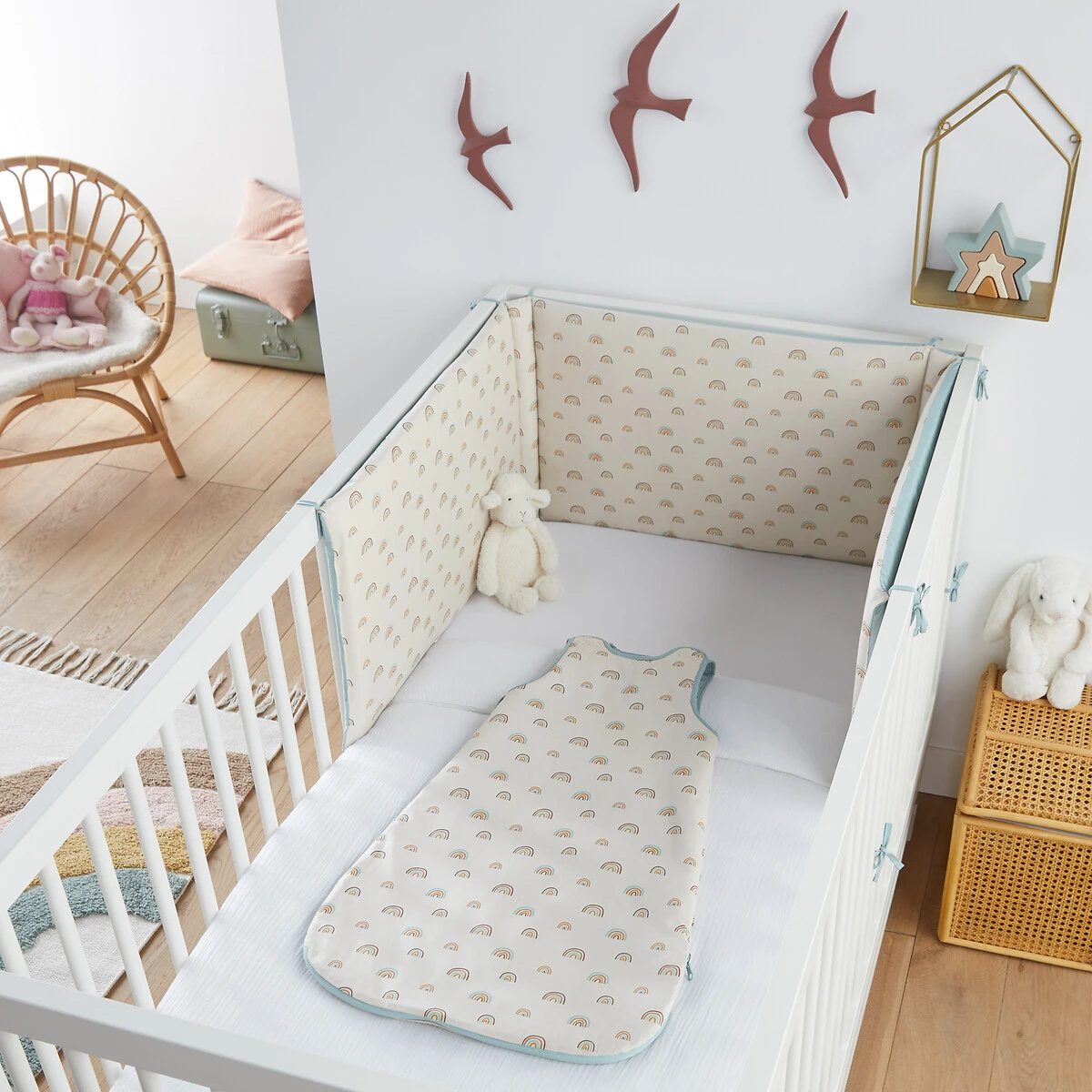 Tour De Lit Réversible Percale Coton, Arc-en-ciel 4 Tour De Lit Réversible Percale Coton, Arc-en-ciel – Image 2