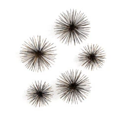 Décoration Murale Lot De 5 Oursins Métal, Uni