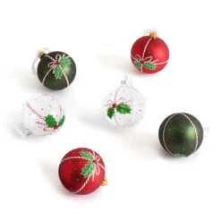 Lot De 3 Boules De Noël En Verre Décoré, Opari