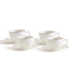 Lot De 4 Tasses/sous-tasses à Thé, Histoire Argent -Ameublement De Maison 85b346db48a0f8645ad3b2a18830ceb0