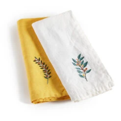 Lot De 2 Serviettes De Table Pur Lin Lavé, Junio