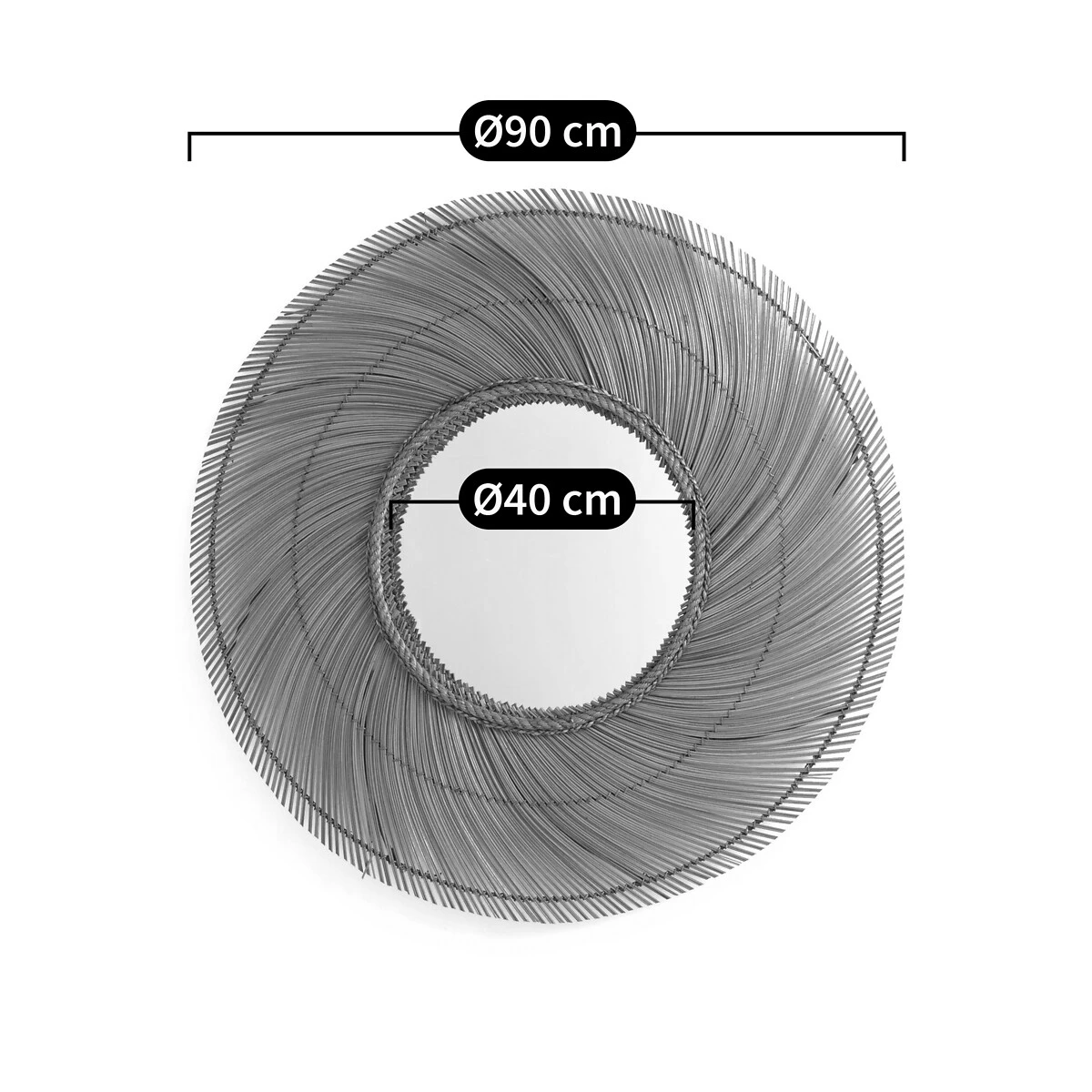 Miroir XXL Bâton De Noix De Coco ø 90cm Tiara 6 Miroir XXL Bâton De Noix De Coco ø 90cm Tiara – Image 4