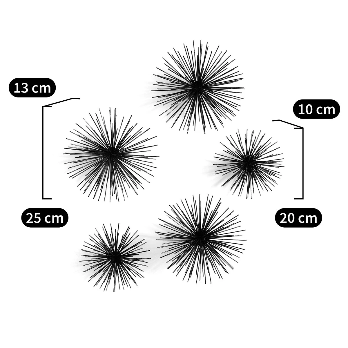 Décoration Murale Lot De 5 Oursins Métal, Uni 8 Décoration Murale Lot De 5 Oursins Métal, Uni – Image 6