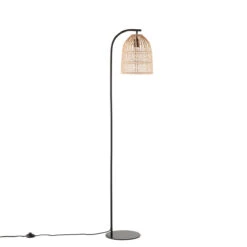 Lampadaire En Métal Fer Et Rotin, Dankia