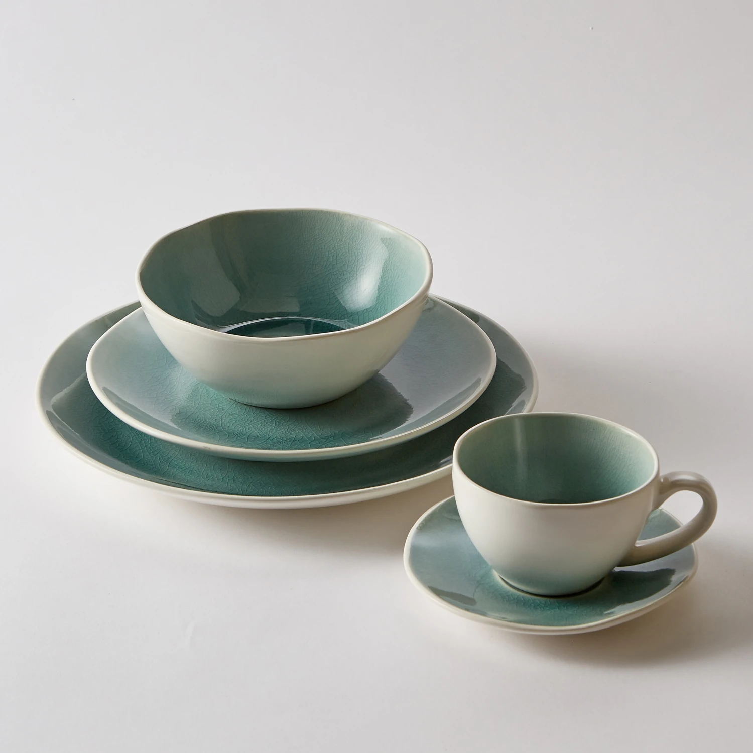 Lot 4 Assiettes Dessert Craquelées, Gogain 16 Lot 4 Assiettes Dessert Craquelées, Gogain – Image 14